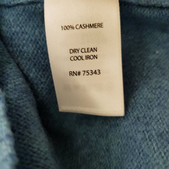 Adrienne Vittadini Cashmere Round Neck Long Sleeve Aqua Blue Pullover - Picture 7 of 7